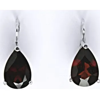 Náušnice Stříbrné náušnice s přírodním granátem - slza,náušnice ze stříbra NK 1360
