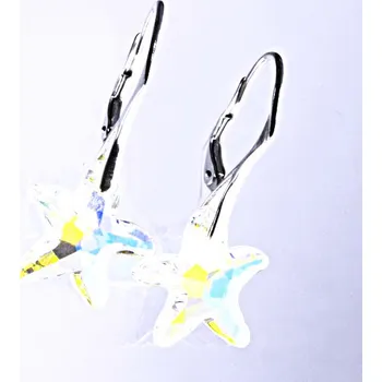 Náušnice Stříbrné náušnice na patent s krystalem Swarovski(mořská hvězdice 20 mm-AB Crystal)NK 1295