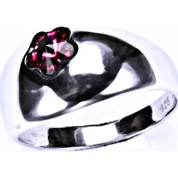 Prsten Stříbrný prsten s krystalem Swarovski ( kytička 6 mm - Fuchsia)T 1301
