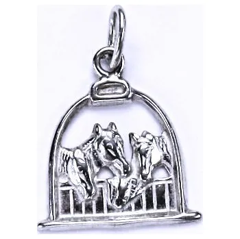 Přívěsek Stříbrný přívěšek, třmen s koňmi, koně, stříbro, P 12