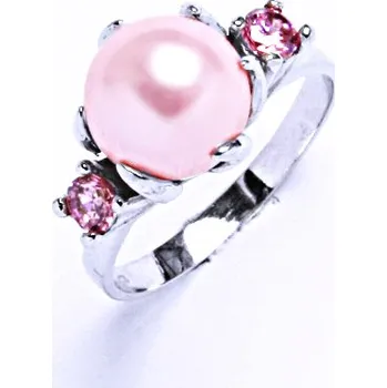 Prsten Prsten stříbrný perla růžová umělá,T 1190