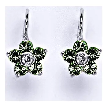 Náušnice Stříbrné náušnice se Swarovski chryzolit krystaly, NK 1444