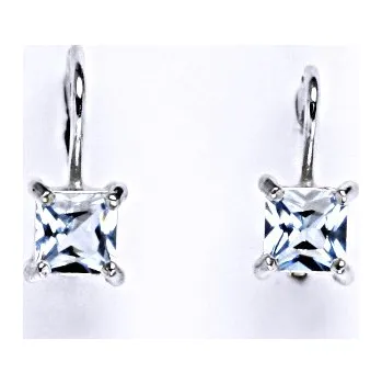 Náušnice Náušnice ze stříbra se syntetickým zirkonem akvamarínem NK 1370 5x5 mm