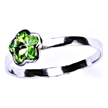 Prsten Stříbrný prsten s krystalem Swarovski (Peridot 6 mm)T 1297