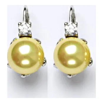 Náušnice Náušnice s um. perlami, náušnice ze stříbra, žlutá perla se skutečným perleťovým leskem NK 1190