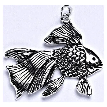Přívěsek Stříbrný přívěšek s patinou, ryba-závojnatka, přívěšek ze stříbra, P 939