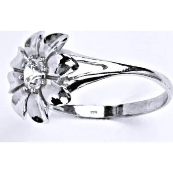 Prsten Stříbrný prsten s čirým zirkonem, kytička, T 1389 B