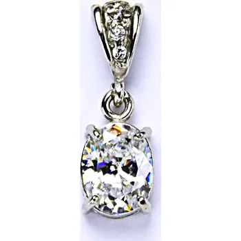 Přívěsek Stříbrný přívěšek, zirkon čirý, šperky se zirkony, přívěsek ze stříbra, P 1242/2