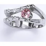 Stříbrný prsten s růžovým a čirými zirkony, VR 301
