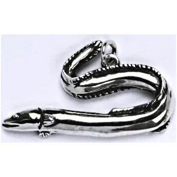 Přívěsek Stříbrný přívěšek úhoř říční s patinou, ryba přívěsek ze stříbra P 136