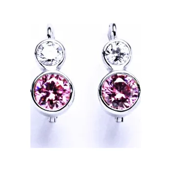 Náušnice Náušnice stříbrné naušnice se zirkonem na patent VE 165 BZ+pink