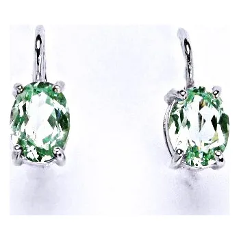 Náušnice Stříbrné náušnice na patent se zirkonem peridot 8x6 mm, NK 1245