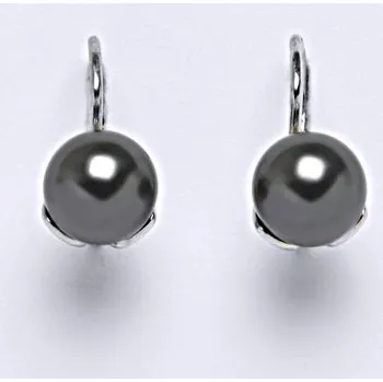 Náušnice Stříbrné náušnice. šperk. Swarovski perly dark gray NK 1351