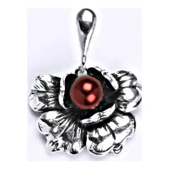 Přívěsek Stříbrný přívěšek s umělou perlou vínovou 6 mm, P 1010
