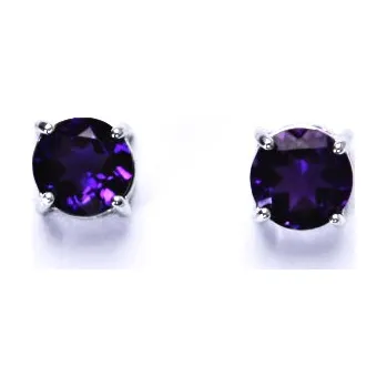 Náušnice Stříbrné náušnice, přírodní ametyst tmavý, náušnice ze stříbra, NŠ 1357