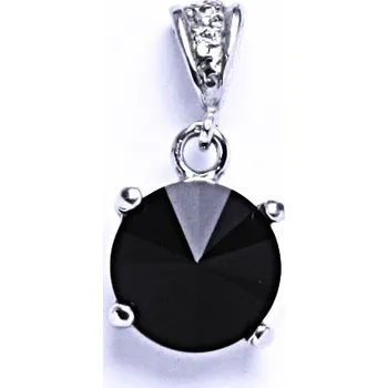 Přívěsek Stříbrný přívěšek s krystalem Swarovski Rivoli (barva Jet)P1188/2
