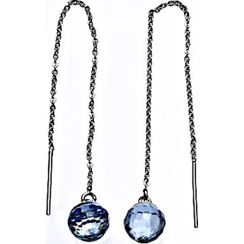 Náušnice 1 Stříbrné řetízkové protahovací náušnice se Swarovski krystalem akvamarin, NŘ 1311