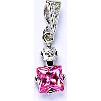 Přívěsek Stříbrný přívěšek, zirkon růžový, šperky se zirkony, přívěsek ze stříbra, P 1249/16