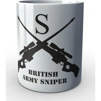 Sběratelský sportovní předmět Bílý hrnek BRITISH ARMY SNIPER - bílá