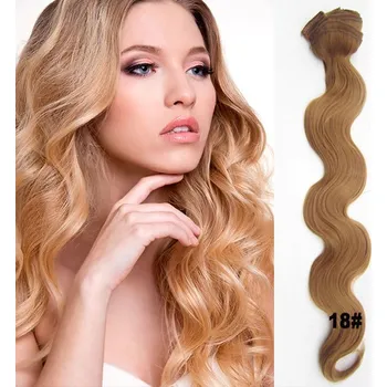 Příčesek Clip in sada DE-LUXE, vlnitá, odstín - 18 (středně plavá)