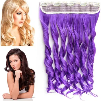 Příčesek Clip in pás vlasů - vlnité lokny 55 cm - odstín Purple