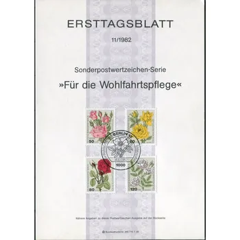 Poštovní známka Deutsche Bundespost Berlin (1982) ETB 11/1982 - nálepní list - MiNr. 680 - 683 ** - Berlín - západní - růže