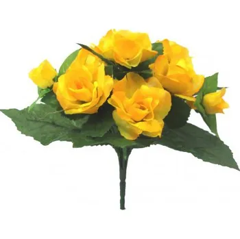 umělá květina Růže kytice , Barva žlutá 2290