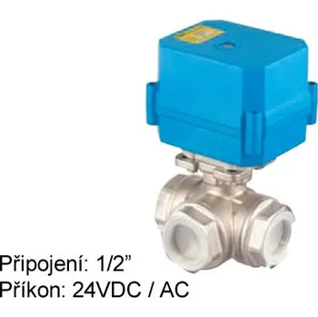 Trojcestný otočný mini kombiventil Tork DN 15 s el. pohonem 24 VAC/DC
