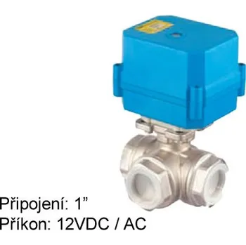 Trojcestný otočný mini kombiventil Tork DN 25 s el. pohonem 12 VAC/DC