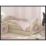 Dětská postel Kočka 160x80 cm - 1x krátká + 1x dlouhá zábrana bez šuplíku - Růžová