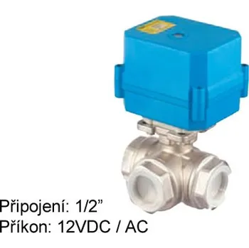 Trojcestný otočný mini kombiventil Tork DN 15 s el. pohonem 12 VAC/DC