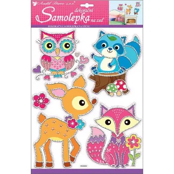 Samolepící dekorace Dětské samolepky na zeď zvířátka s hologramovou konturou 10223 / Pokojová samolepicí dekorace pro děti Room Decor (42 x 28 cm)