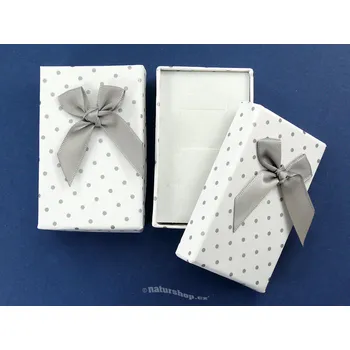 Dárková krabička Dárková krabička bílá s mašlí 8 x 5cm - na přívěsek, náušnice