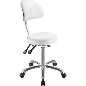 Taburet Taburet na kolečkách s opěrkou SilverFox 1025B - bílý + dárek zdarma