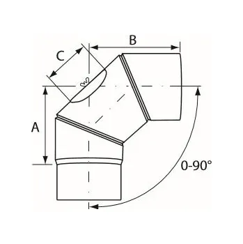 Kouřovod Almeva Koleno 0-90° nastavitelné s čistícím otvorem - ø160