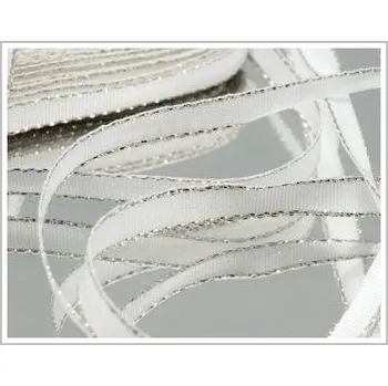 Stuha Stuha taftová s lurexem 6mm/10m - bílo-stříbrná