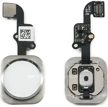 Náhradní klávesnice pro mobilní telefon OEM iPhone 6 / 6 Plus Home Button včetně flex kabelu - stříbrný