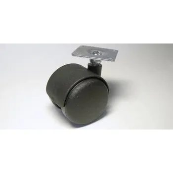 Nábytkové kolečko typu A + kovová destička 42x42mm, celoplastové, pr. 50, černé