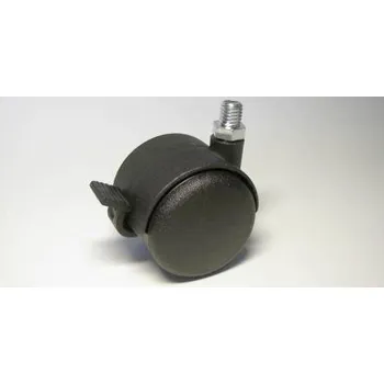 Židlové kolečko typu BA + závit M10x10mm, celoplastové, průměr 50, černé, brzda