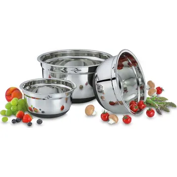 Set misek s protiskluzovým dnem 3ks - Küchenprofi Solingen (Sada 3 ks kuchyňských mís, nerez - Küchenprofi Solingen)