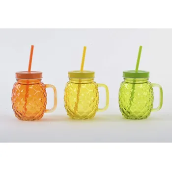 Sklenice Sklenice s víčkem a brčkem 12x9x13/3b.