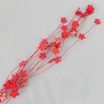 Zahradní dekorace Závěs proutí s hvězdičkou 10ks/110cm červená+glitter (6774-260SG)