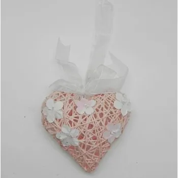 Zahradní dekorace Srdce závěs papírový provázek růžová/bílá (210.0001.110/PW/10)