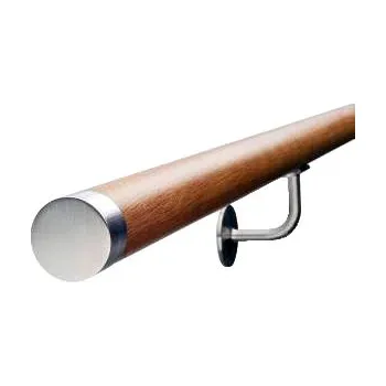 Dřevěné madlo na schodiště s nerezovými koncovkami 1m, EDB-M100-N