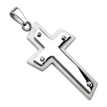 Přívěsek Ocelový přívěsek křížek (Přívěsek na krk kříž)