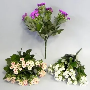 umělá květina Kalanchoe pvc mix 30 cm růžová/bílá/fialová