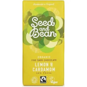 Čokoláda Seed & Bean Hořká čokoláda kardamon & citrónový olej bio 85 g