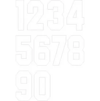 Nášivka Nažehlovací čísla na dresy sada - bílá, výška 7,5 cm
