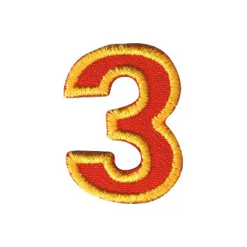 Nažehlovací vyšívaná čísla - trojka červená, výška 3cm