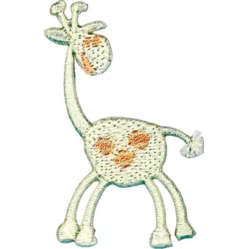 Vyšívané nažehlovací obrázky střední - žirafa bílo - hnědá